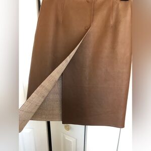 Salvatore Ferragamo Brown Leather Pencil Skirt